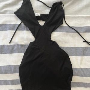 Oh Polly jersey cotton black mini dress